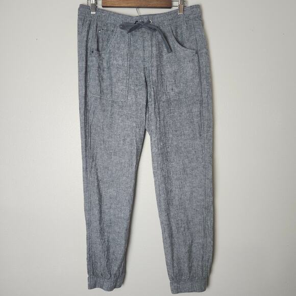 Calvin Klein Women's Linen Blend Joggers Drawstring Medium Grey Chambray - Picture 1 of 10